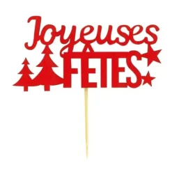 Cerf Dellier Décors sur pique "Joyeuses Fêtes" rouges (x2) Best