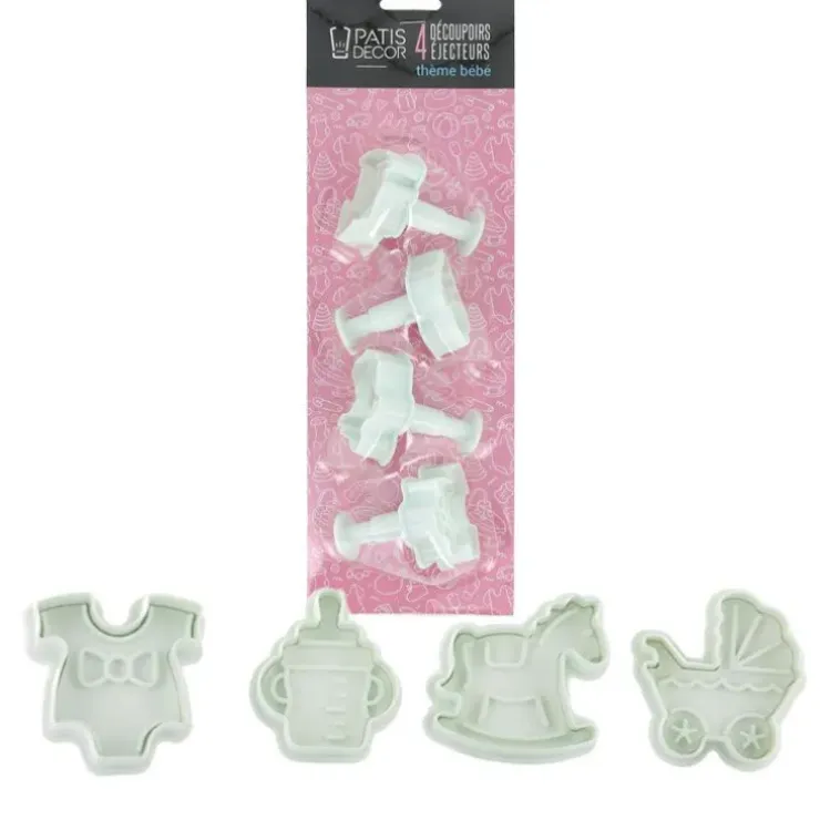 Cerf Dellier Découpoirs éjecteurs thème Bébé Patisdécor (x 4) Outlet