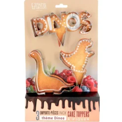 Cerf Dellier Emporte-pièces cake toppers thème dinosaures (lot de 3) Clearance