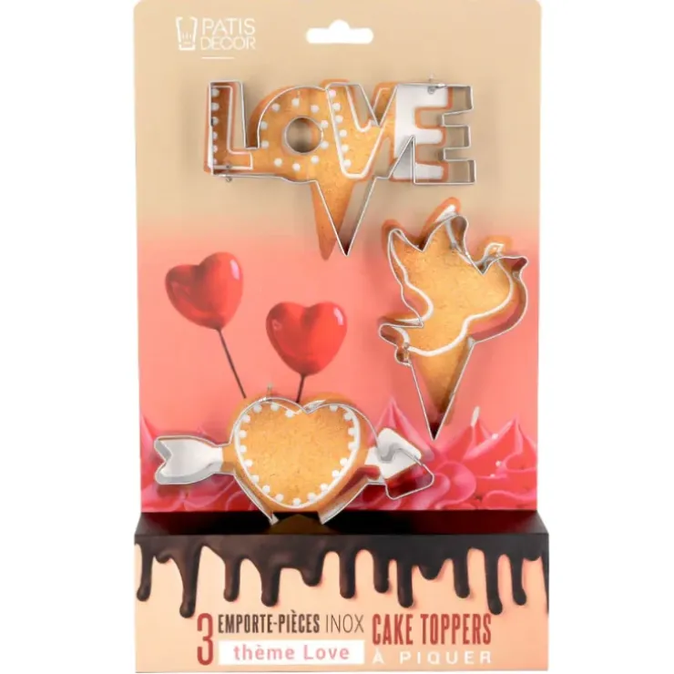 Cerf Dellier Emporte-pièces cake toppers thème Saint-Valentin (lot de 3) Sale
