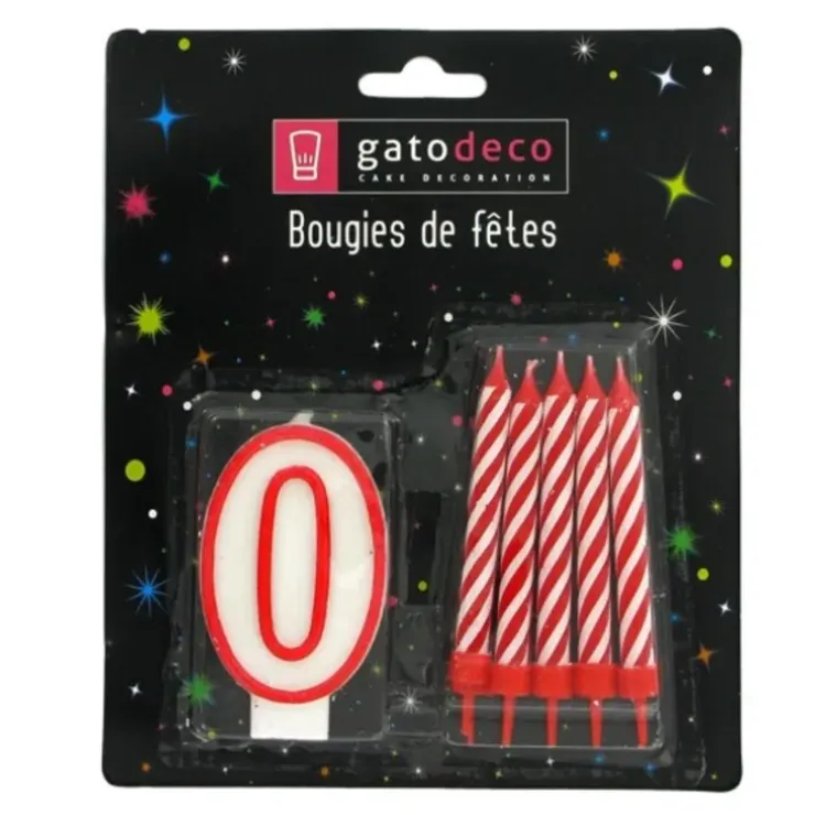 Cerf Dellier Ensemble 10 bougies et 1 bougie chiffre 0 Hot