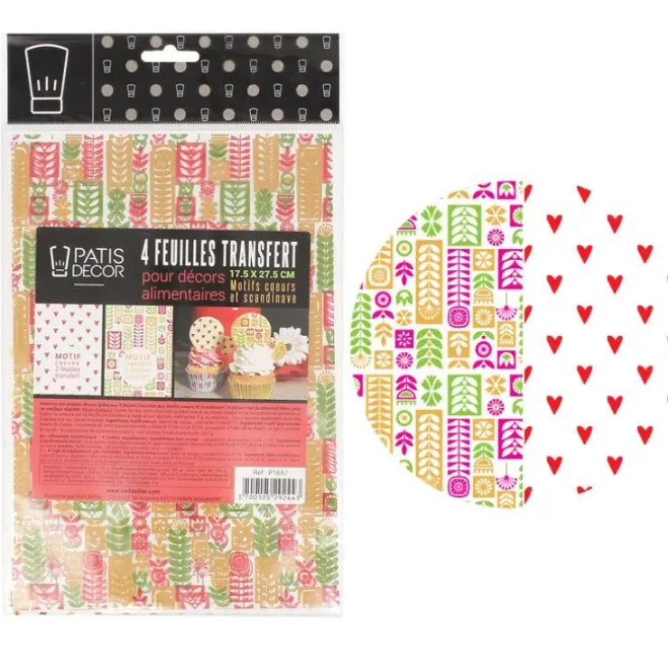 Cerf Dellier Feuilles transfert Scandinave et Coeurs assorties (x4) Best