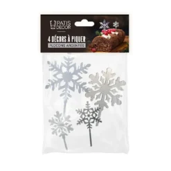 Cerf Dellier Flocons sur pique assortis (x4) Clearance