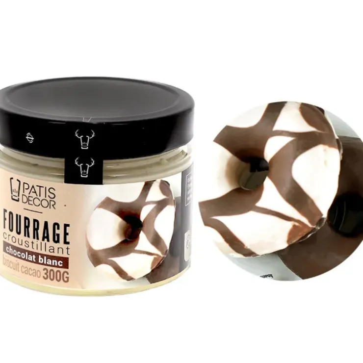 Cerf Dellier Fourrage croustillant goût chocolat blanc & biscuit cacao - 300 g Discount