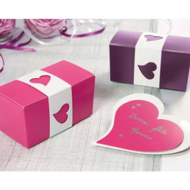 Cerf Dellier Fourreau motif coeur blanc pour ballotin 500g (x50) New