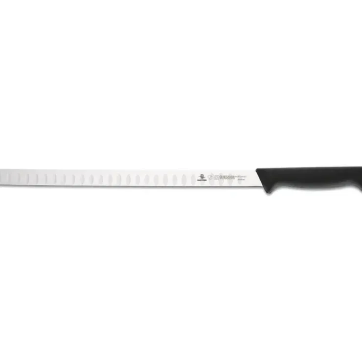 Cerf Dellier Giesser couteau à saumon alvéolé manche noir 31cm New
