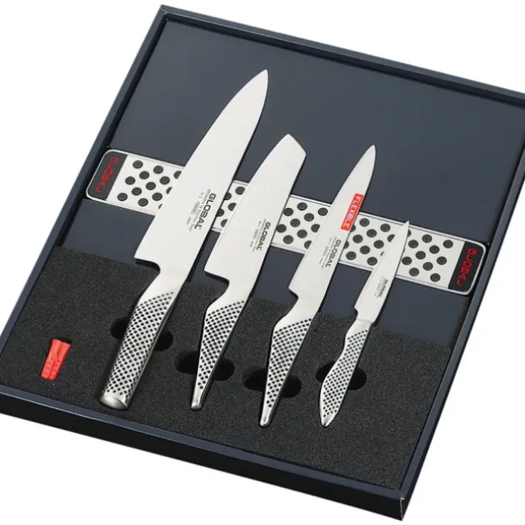 Cerf Dellier Global série G set 4 couteaux global + barre