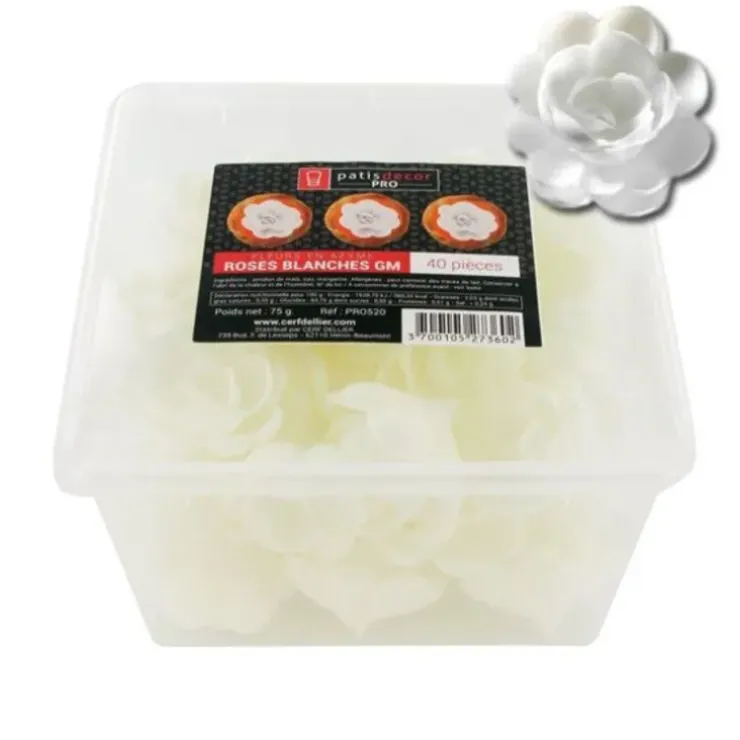 Cerf Dellier Grandes roses blanches en azyme (x40) New
