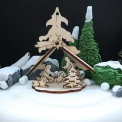 Cerf Dellier Kit crèche de Noël en bois sur pique Discount