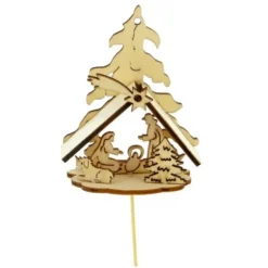 Cerf Dellier Kit crèche de Noël en bois sur pique Discount