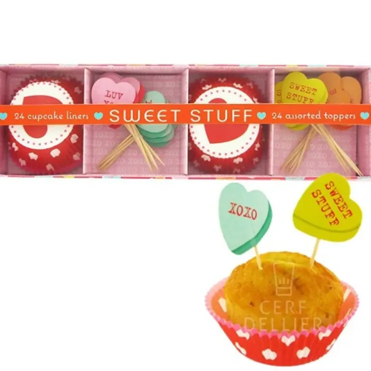 Cerf Dellier Kit déco cupcakes Coeurs Rouges Online
