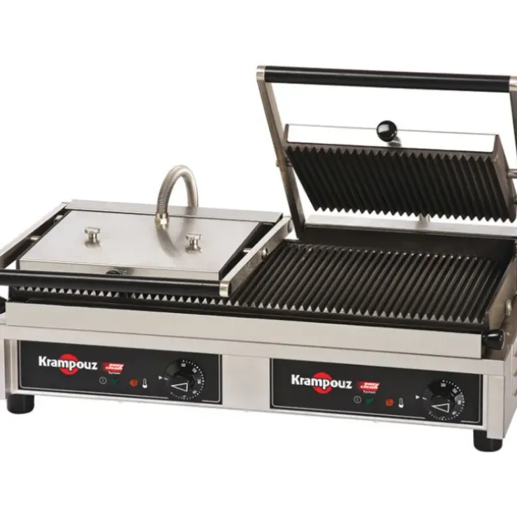 Cerf Dellier Krampouz grill fonte rainurée amovible double 3,76 KW New
