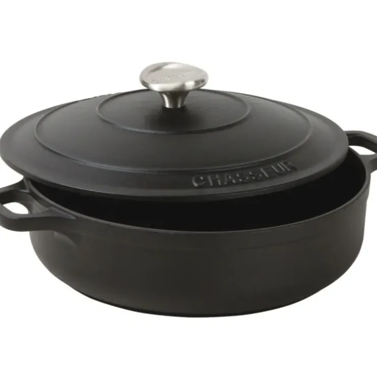 Cerf Dellier Le Chasseur cocotte basse avec couvercle noire 20 cm Hot