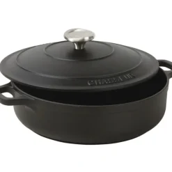 Cerf Dellier Le Chasseur cocotte basse avec couvercle noire 24 cm Outlet