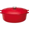Cerf Dellier Le Chasseur cocotte ovale avec couvercle rouge 31 x 26 cm