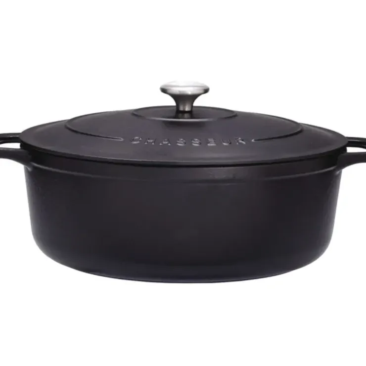 Cerf Dellier Le Chasseur cocotte ovale avec couvercle noire 25 x 19 cm Hot