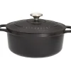 Cerf Dellier Le Chasseur cocotte ronde avec couvercle noire 28 cm