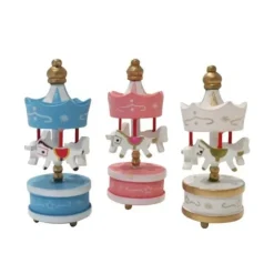 Cerf Dellier Lot de 3 toppers carrousel rose blanc bleu Best