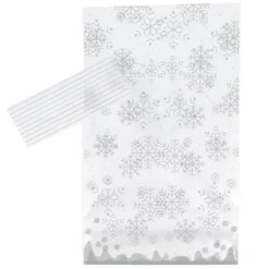 Cerf Dellier Lot sachets motif flocons de neige + liens - 14 x 23 cm (x10) Clearance