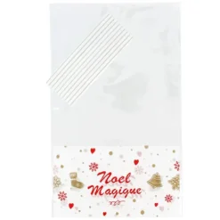 Cerf Dellier Lot sachets motif Noël Magique + liens - 14 x 23 cm (x10) New