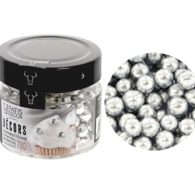 Cerf Dellier Maxi perles argentées comestibles Ø 8 mm 70 g Outlet