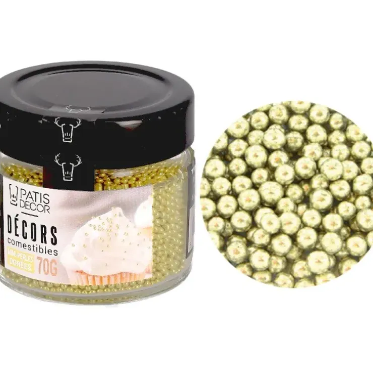 Cerf Dellier Mini perles dorées comestibles Ø 2 mm 70 g Outlet