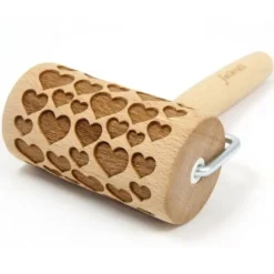 Cerf Dellier Mini rouleau empreintes en bois Coeurs Clearance