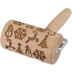 Cerf Dellier Mini rouleau empreintes en bois thème Noël Discount