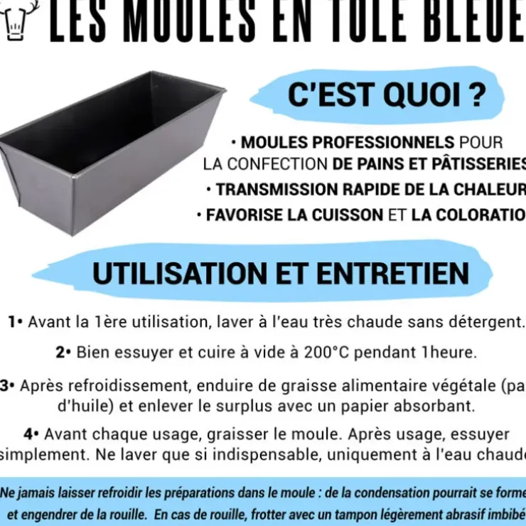 Cerf Dellier Moule à pain de mie carré en tôle bleuie Best