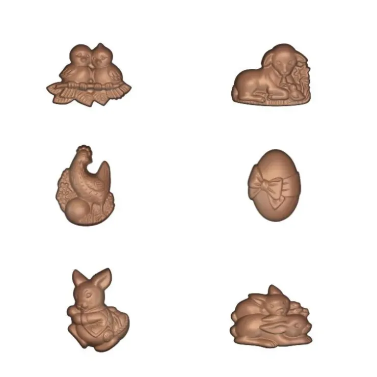 Cerf Dellier Moule friture en chocolat 6 sujets de Pâques Best