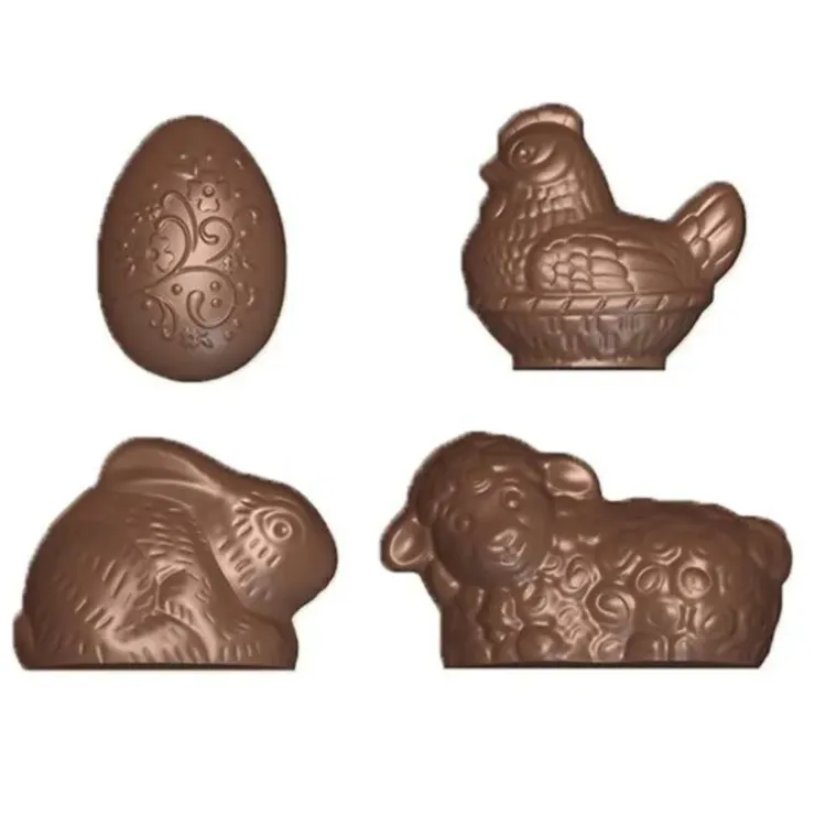 Cerf Dellier Moule friture en chocolat 4 sujets de Pâques