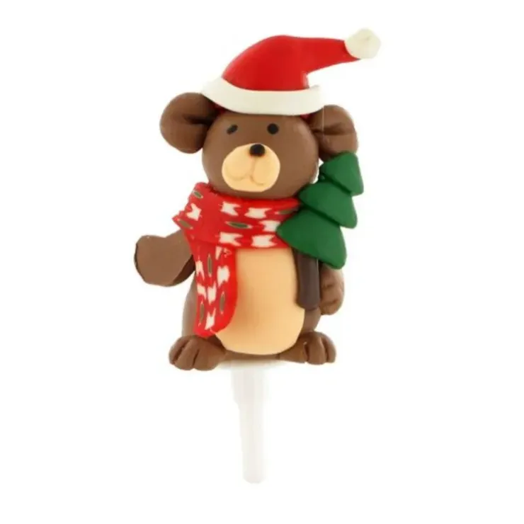 Cerf Dellier Ours de Noël résine sur pique New