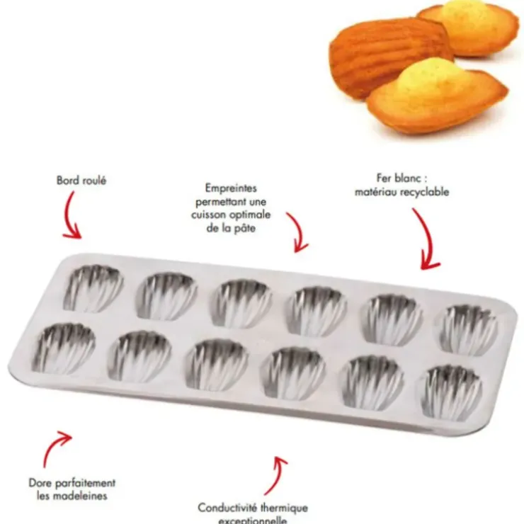 Cerf Dellier Plaque à 12 madeleines en fer blanc Gobel Hot