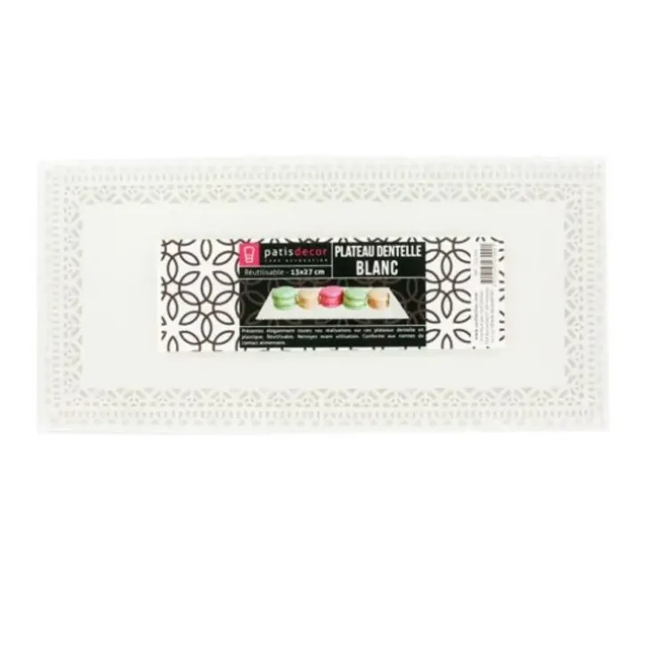 Cerf Dellier Plateau dentelle rectangulaire blanc Discount