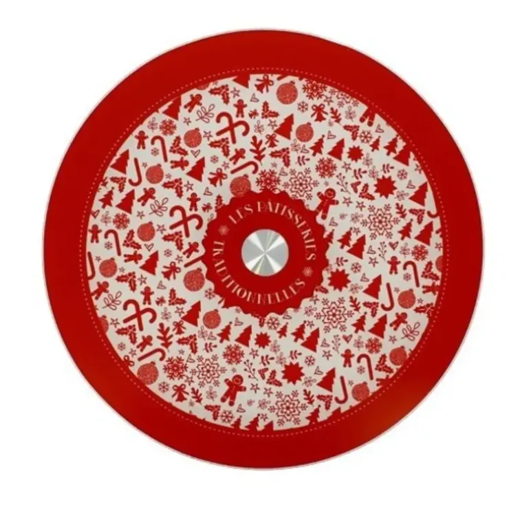 Cerf Dellier Plateau tournant verre Noël 28 cm Sale