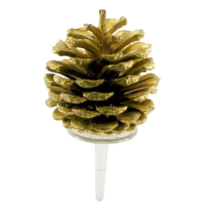 Cerf Dellier Pommes de pin dorées sur pique (x30) Discount