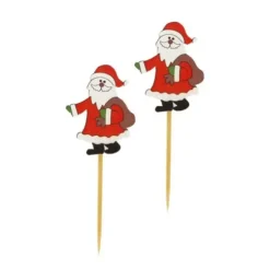 Cerf Dellier Père Noël avec hotte sur pique (x50)
