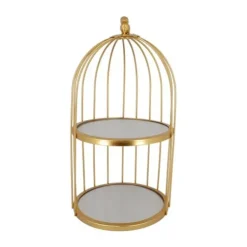 Cerf Dellier Présentoir cage à oiseaux doré 2 étages 20 cm Best