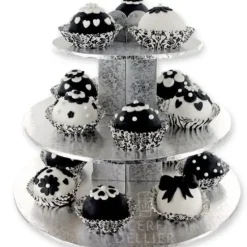 Cerf Dellier Présentoir cupcakes argent rond Clearance