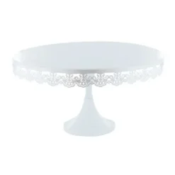 Cerf Dellier Présentoir gâteau blanc broderie Ø 35 cm Best
