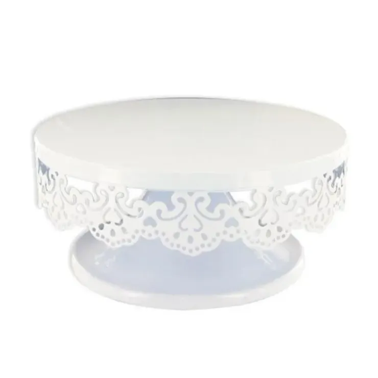 Cerf Dellier Présentoir gâteau blanc broderie Ø 15 cm Outlet