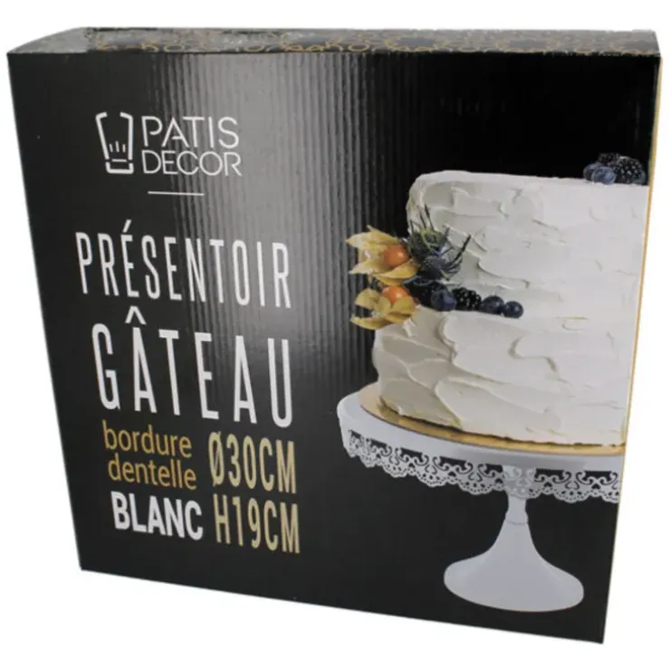 Cerf Dellier Présentoir gâteau blanc broderie Ø 30 cm Online