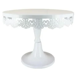 Cerf Dellier Présentoir gâteau blanc broderie Ø 23 cm Outlet