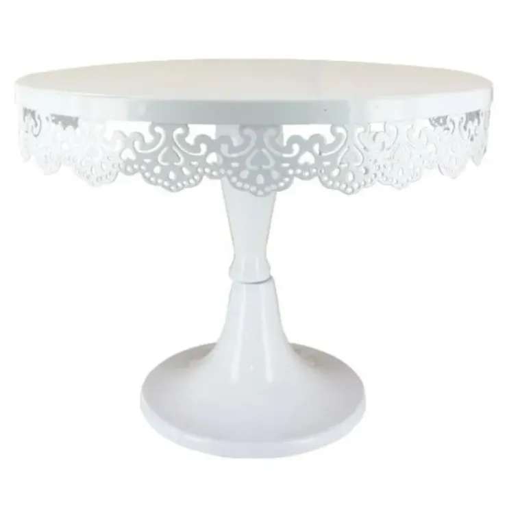 Cerf Dellier Présentoir gâteau blanc broderie Ø 23 cm Outlet