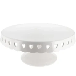 Cerf Dellier Présentoir gâteau en céramique blanc cœurs Ø 30 cm Clearance
