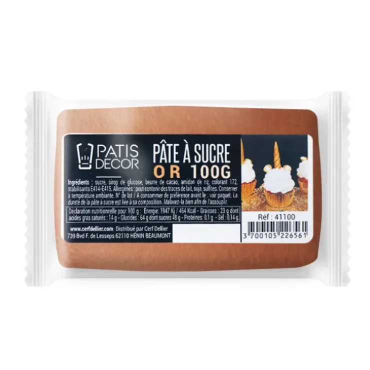 Cerf Dellier Pâte à sucre or 100 g - DDM 03/25 Clearance