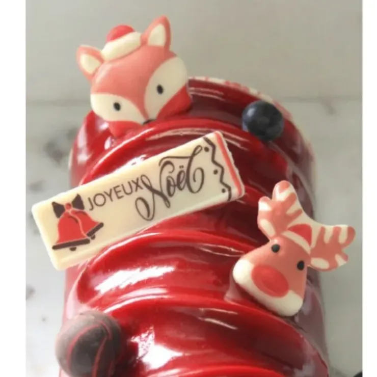 Cerf Dellier Rectangles Joyeuses Noël rouge assortis chocolat blanc (x80) Sale