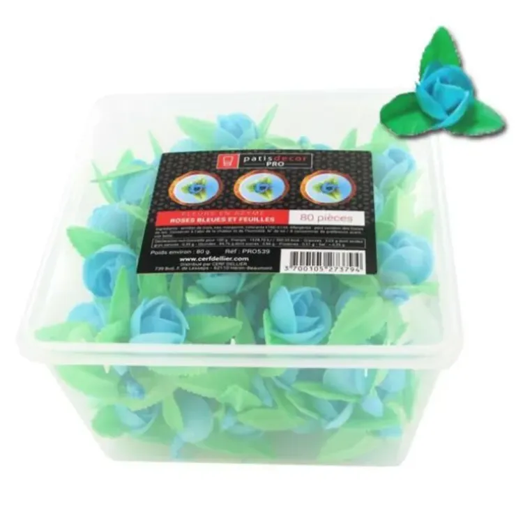 Cerf Dellier Roses bleues et feuilles en azyme (x80) Discount