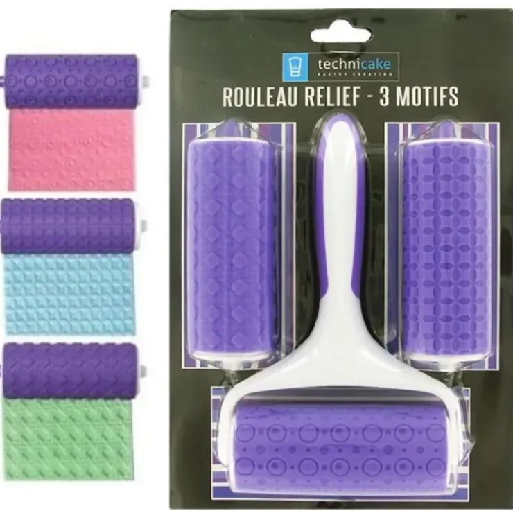 Cerf Dellier Rouleau relief pâte à sucre 3 motifs Outlet