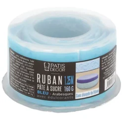 Cerf Dellier Ruban pâte à sucre bleu arabesques (1,25 m) Best